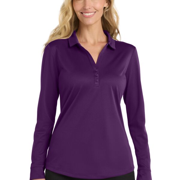 Port Authority Ladies Silk Touch  Performance Long Sleeve Polo Thumbnail