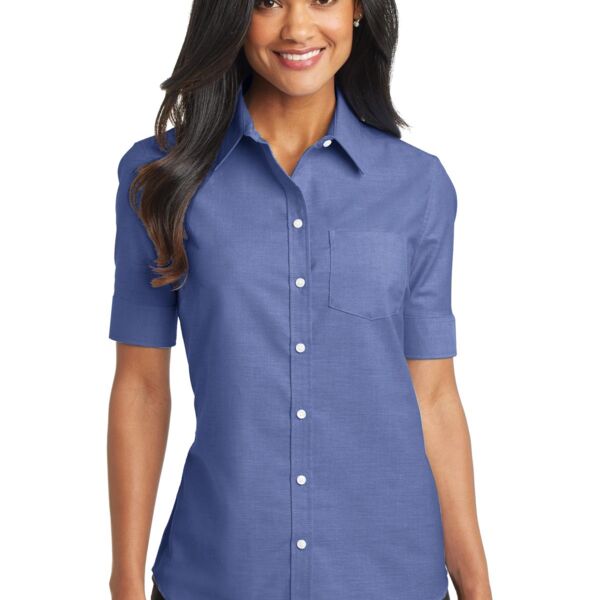 Port Authority Ladies Short Sleeve SuperPro  Oxford Shirt Thumbnail