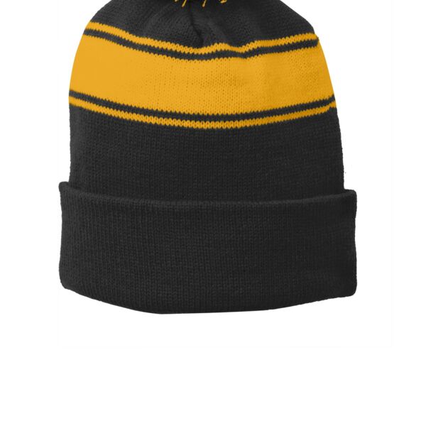 Sport-Tek Stripe Pom Pom Beanie Thumbnail