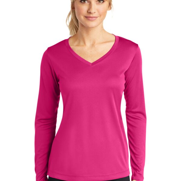 Sport Tek Ladies Long Sleeve PosiCharge ® Competitor V Neck Tee Thumbnail