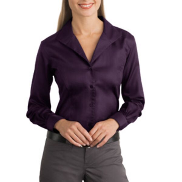 Ladies Herringbone Non Iron Button Down Shirt Thumbnail